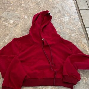 Chic Red Crop Hoodie